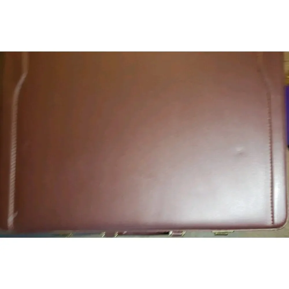 Fu Serng Leather Combination Lock Attache Briefcase Case Burgundy Vintage